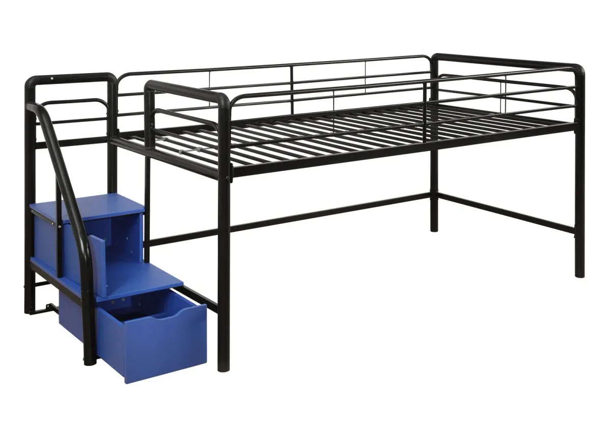 San Junior Low-Height Twin Loft Bed with Storage Steps