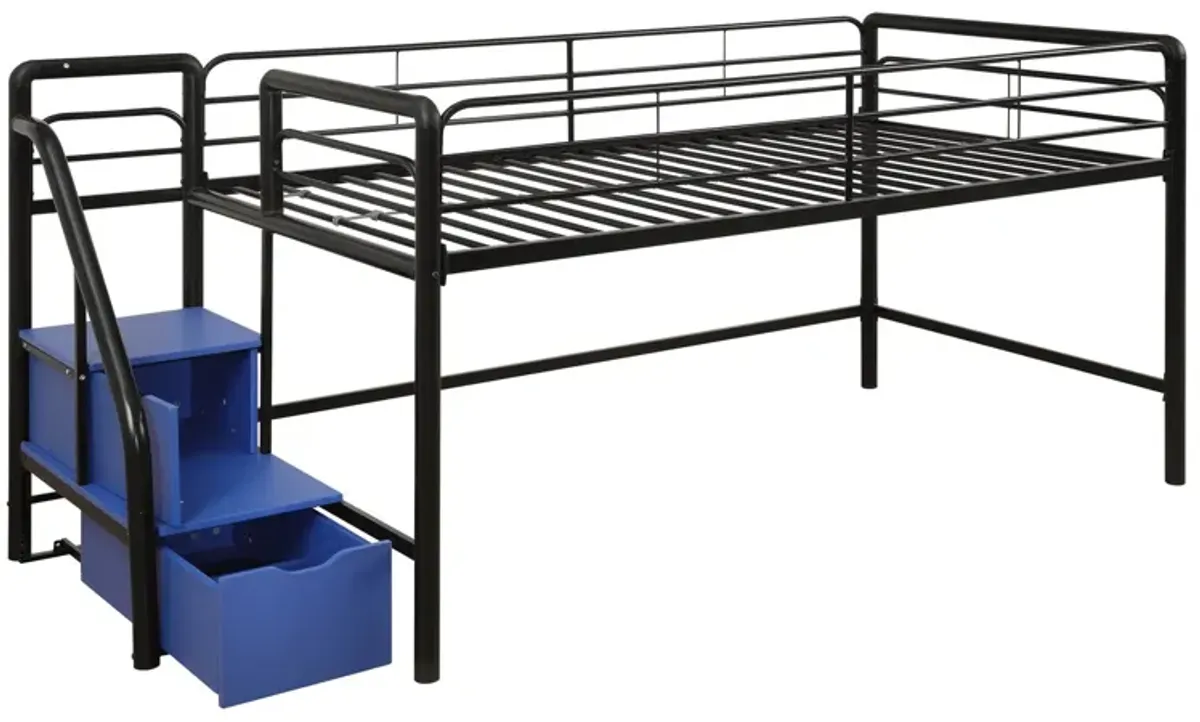 San Junior Low-Height Twin Loft Bed with Storage Steps