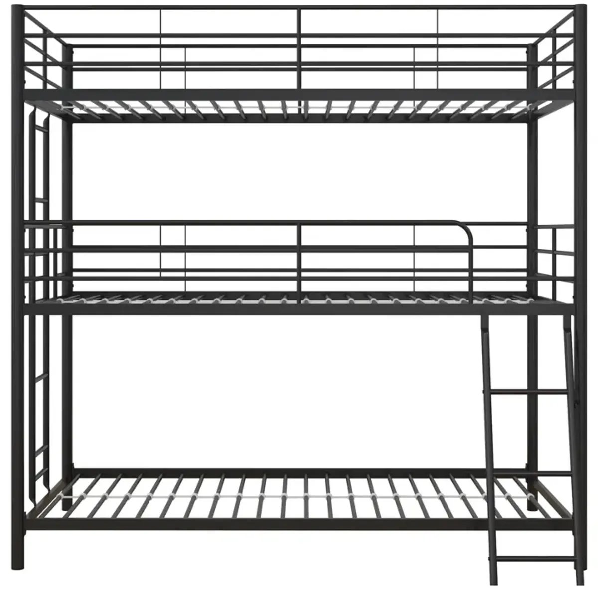 Everleigh Metal Triple Bunk Bed with Metal Slats and 2 Integrated Ladders