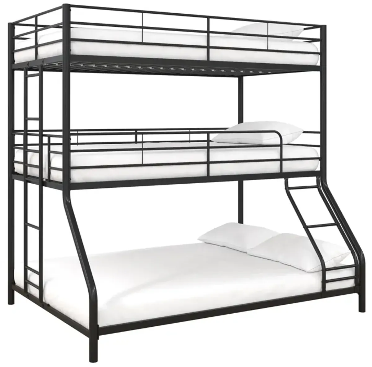 Everleigh Metal Triple Bunk Bed with Metal Slats and 2 Integrated Ladders