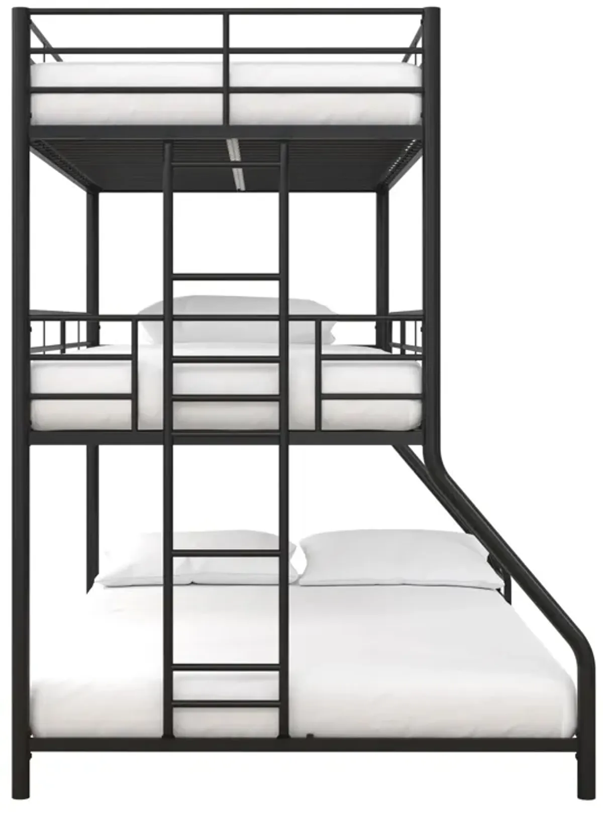 Everleigh Metal Triple Bunk Bed with Metal Slats and 2 Integrated Ladders