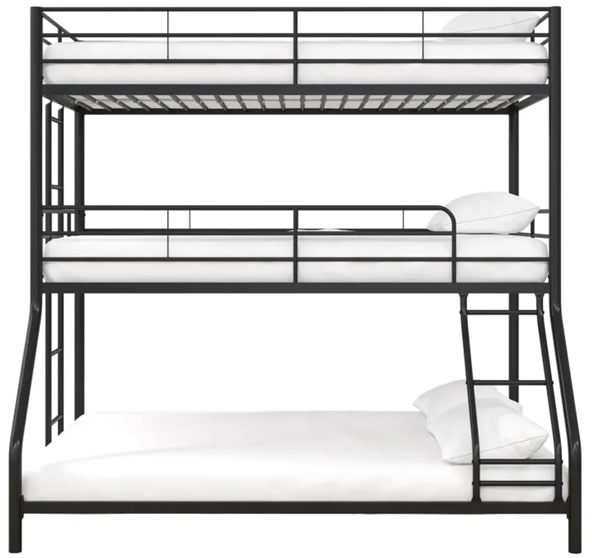 Everleigh Metal Triple Bunk Bed with Metal Slats and 2 Integrated Ladders