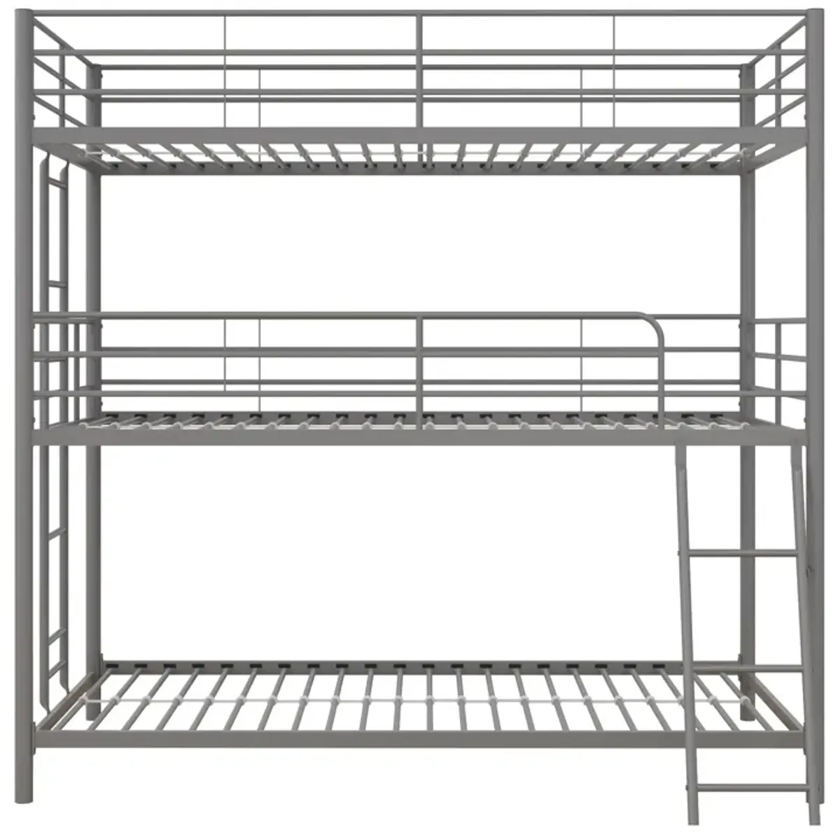 Everleigh Metal Triple Bunk Bed with Metal Slats and 2 Integrated Ladders