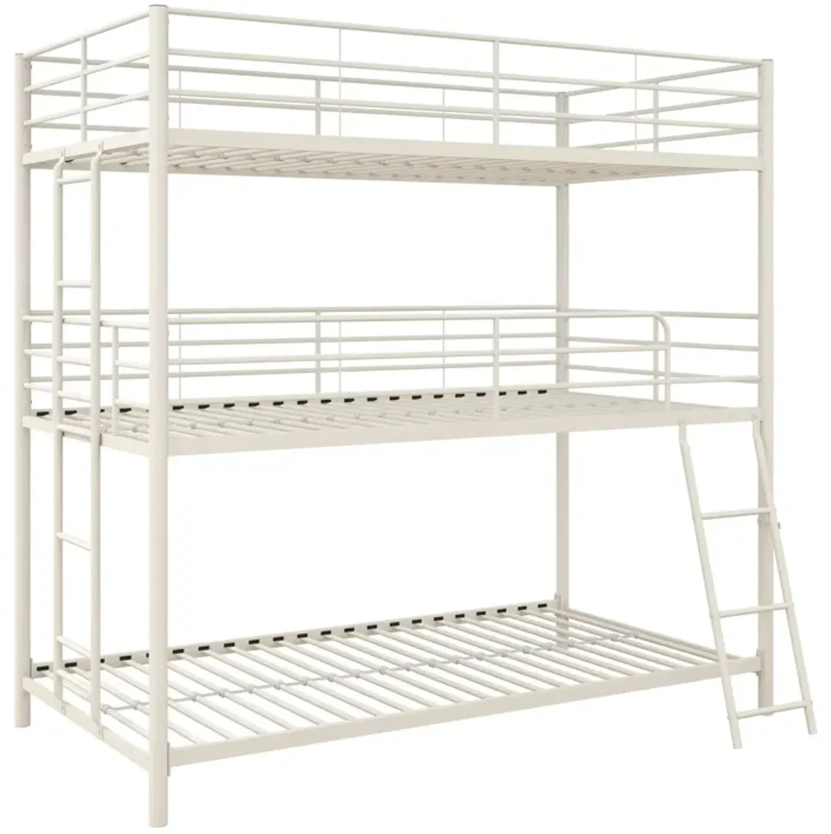 Everleigh Metal Triple Bunk Bed with Metal Slats and 2 Integrated Ladders