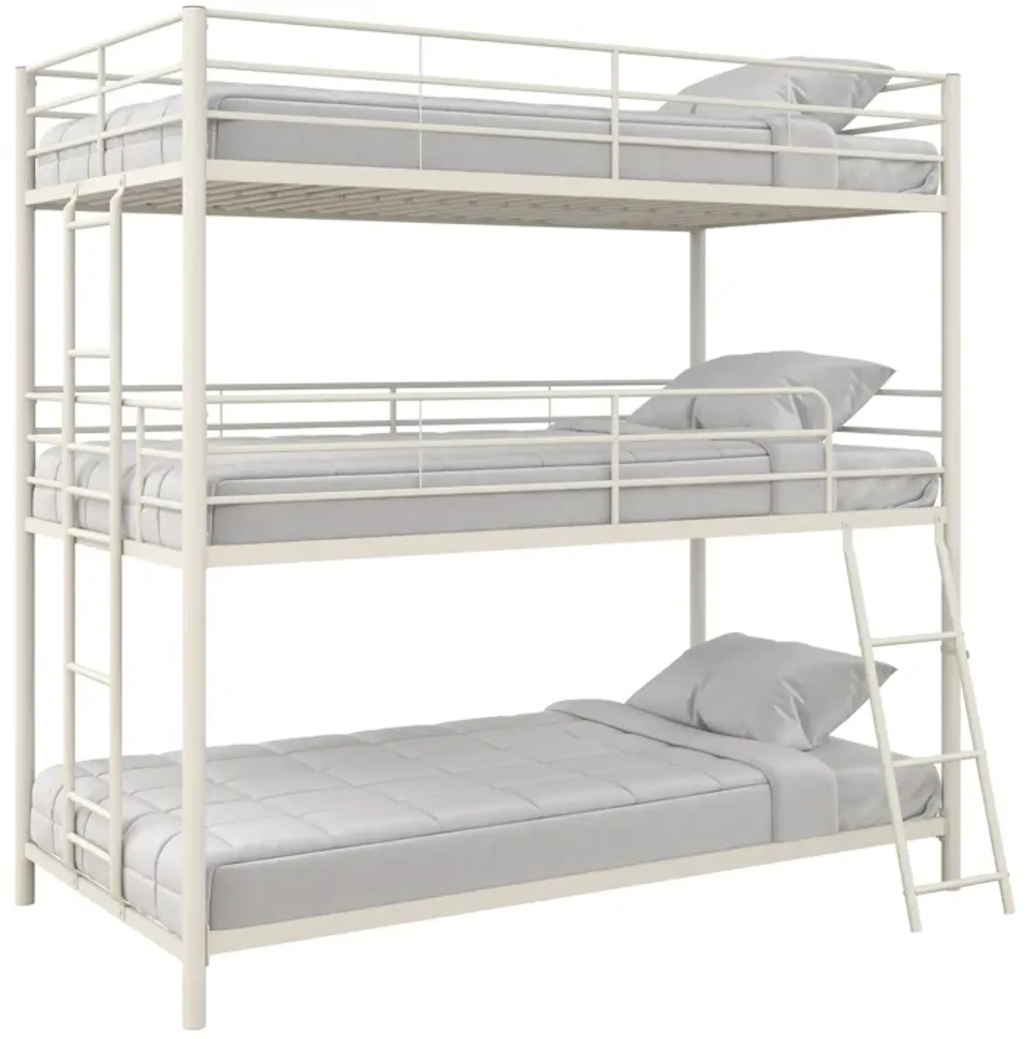 Everleigh Metal Triple Bunk Bed with Metal Slats and 2 Integrated ...