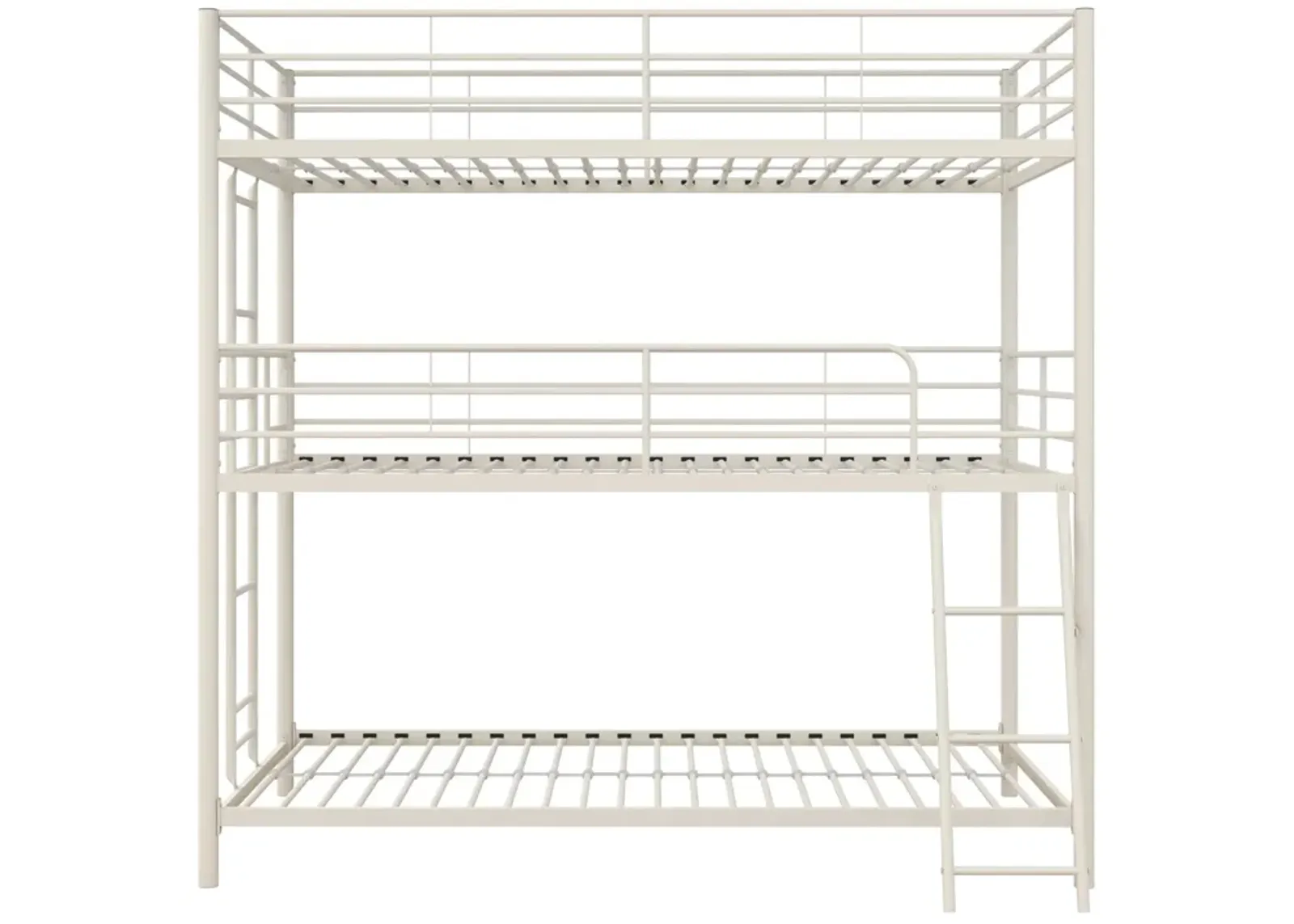 Everleigh Metal Triple Bunk Bed with Metal Slats and 2 Integrated Ladders