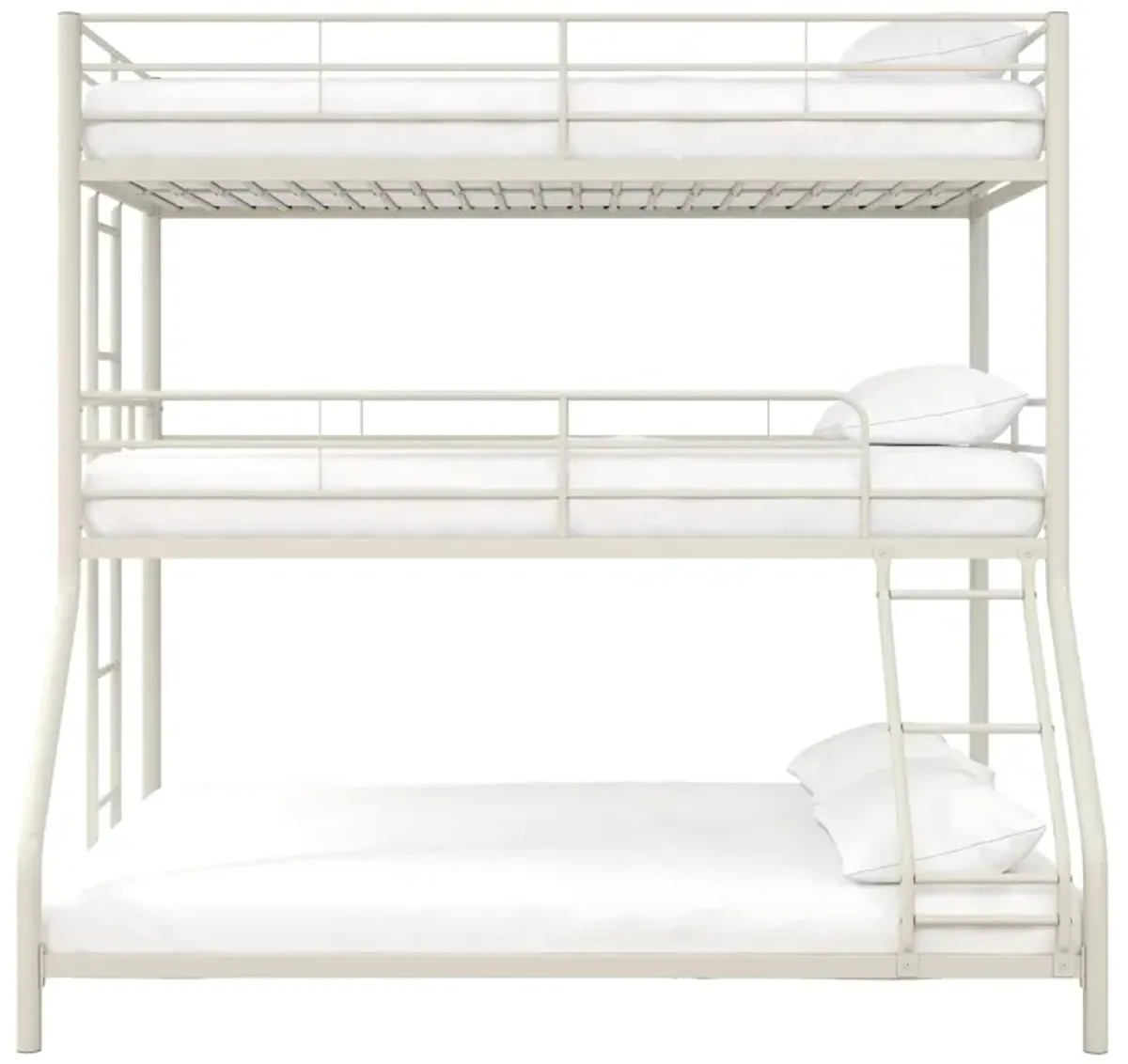 Everleigh Metal Triple Bunk Bed with Metal Slats and 2 Integrated Ladders