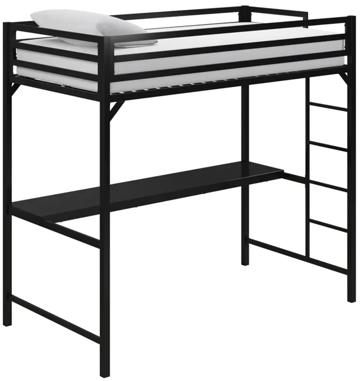 Miles Metal Full Loft Bed with Desk with an Integrated Ladder