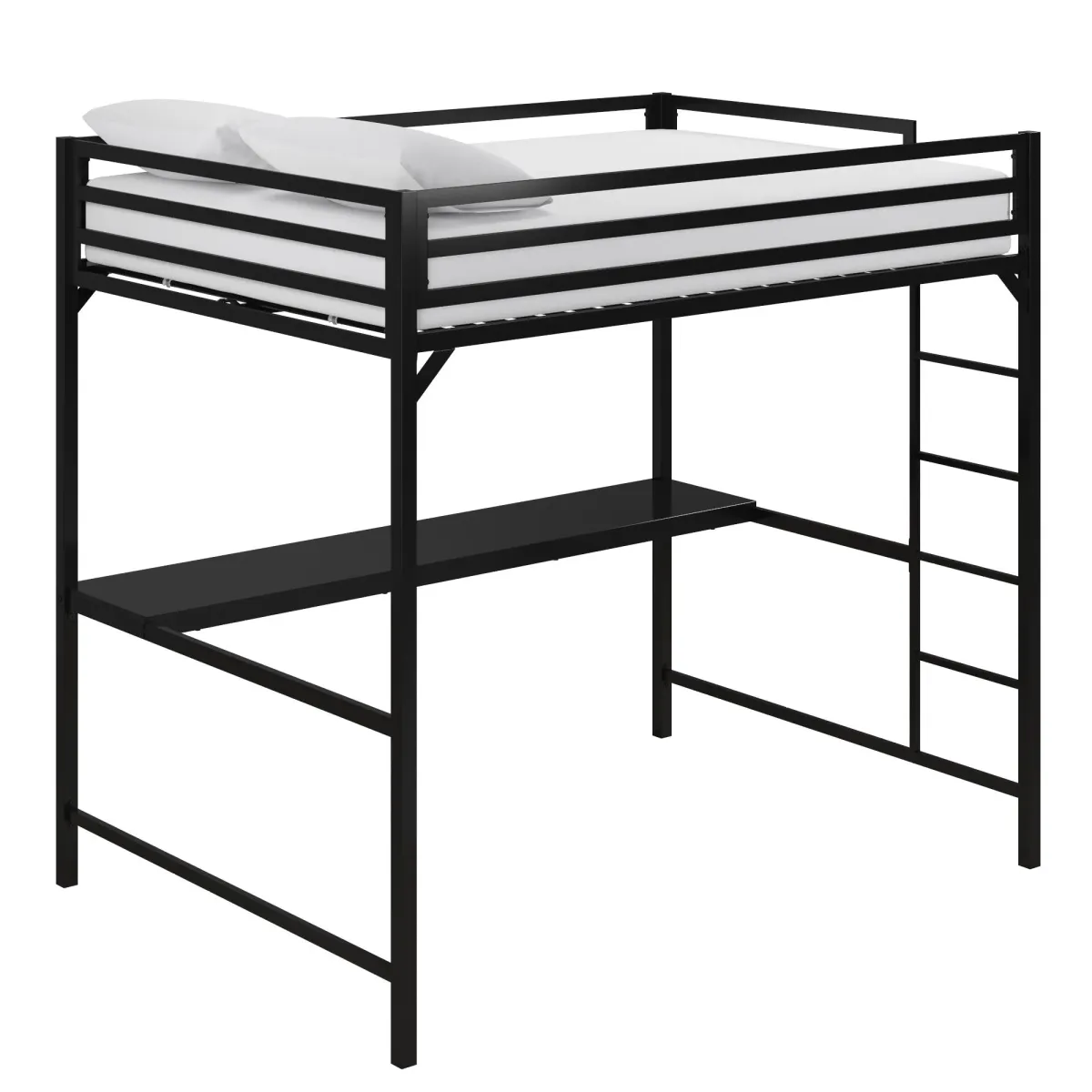 Miles Metal Full Loft Bed with Desk with an Integrated Ladder