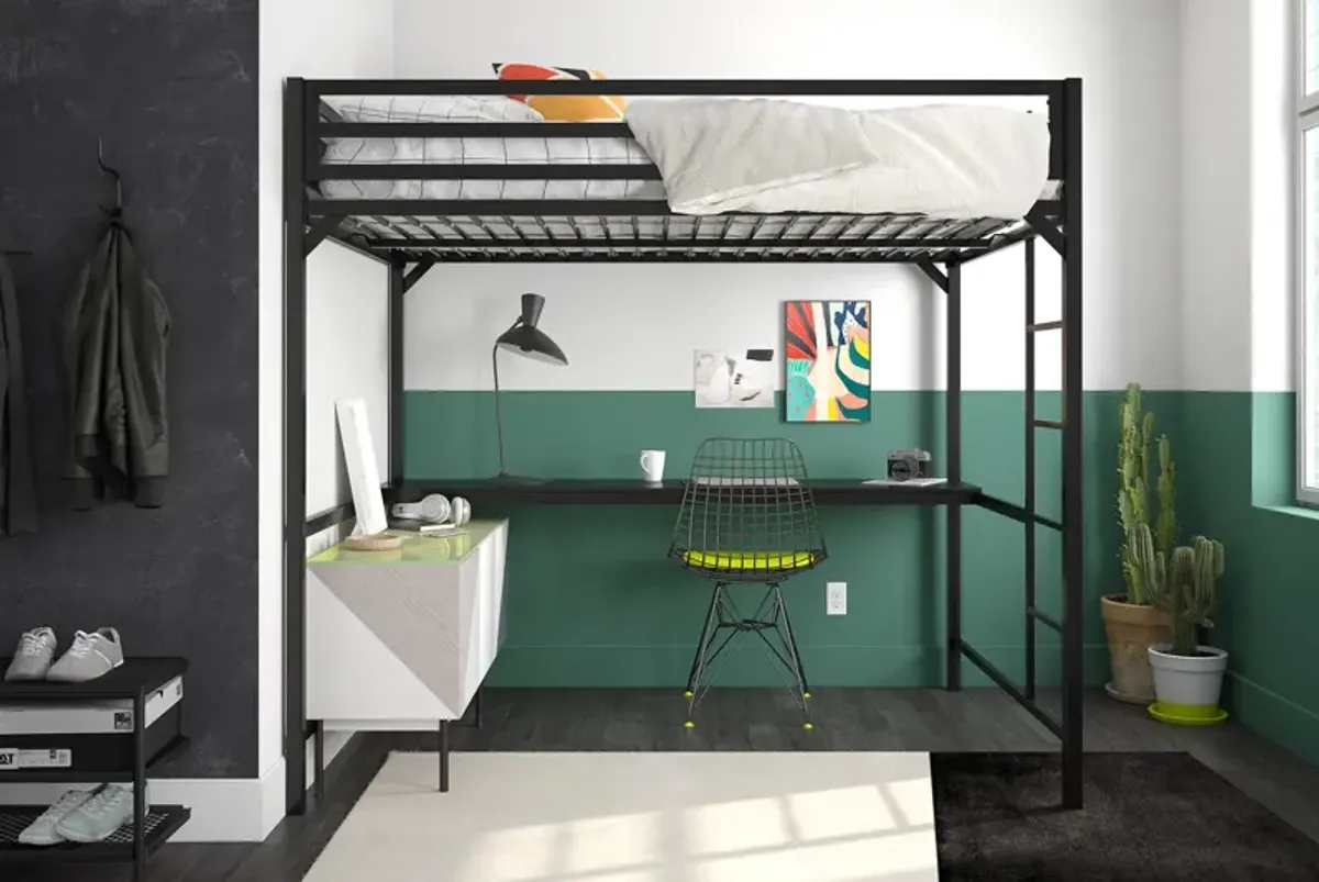 Miles Metal Full Loft Bed with Desk with an Integrated Ladder