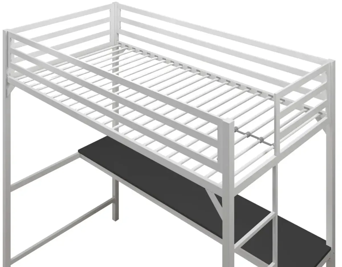 Miles Metal Full Loft Bed with Desk with an Integrated Ladder