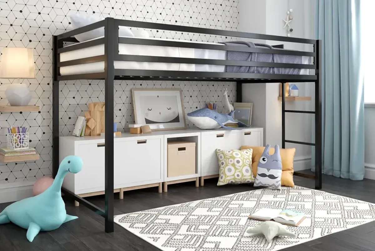 Miles Metal Junior Twin Loft Bed with Integrated Ladder