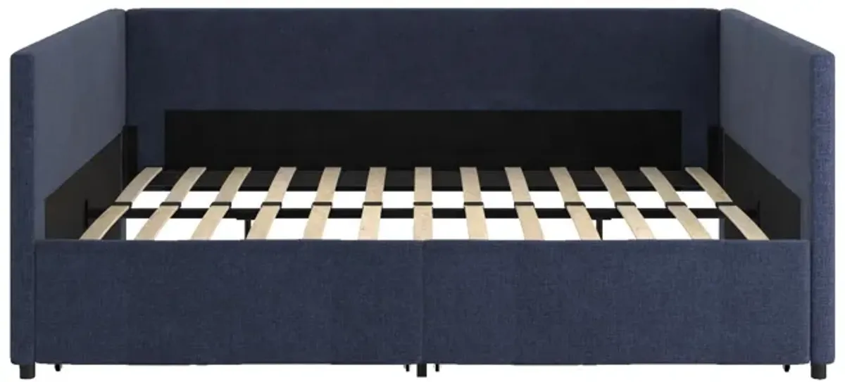 Upholstered Daybed with Wooden Slats and Storage Drawers