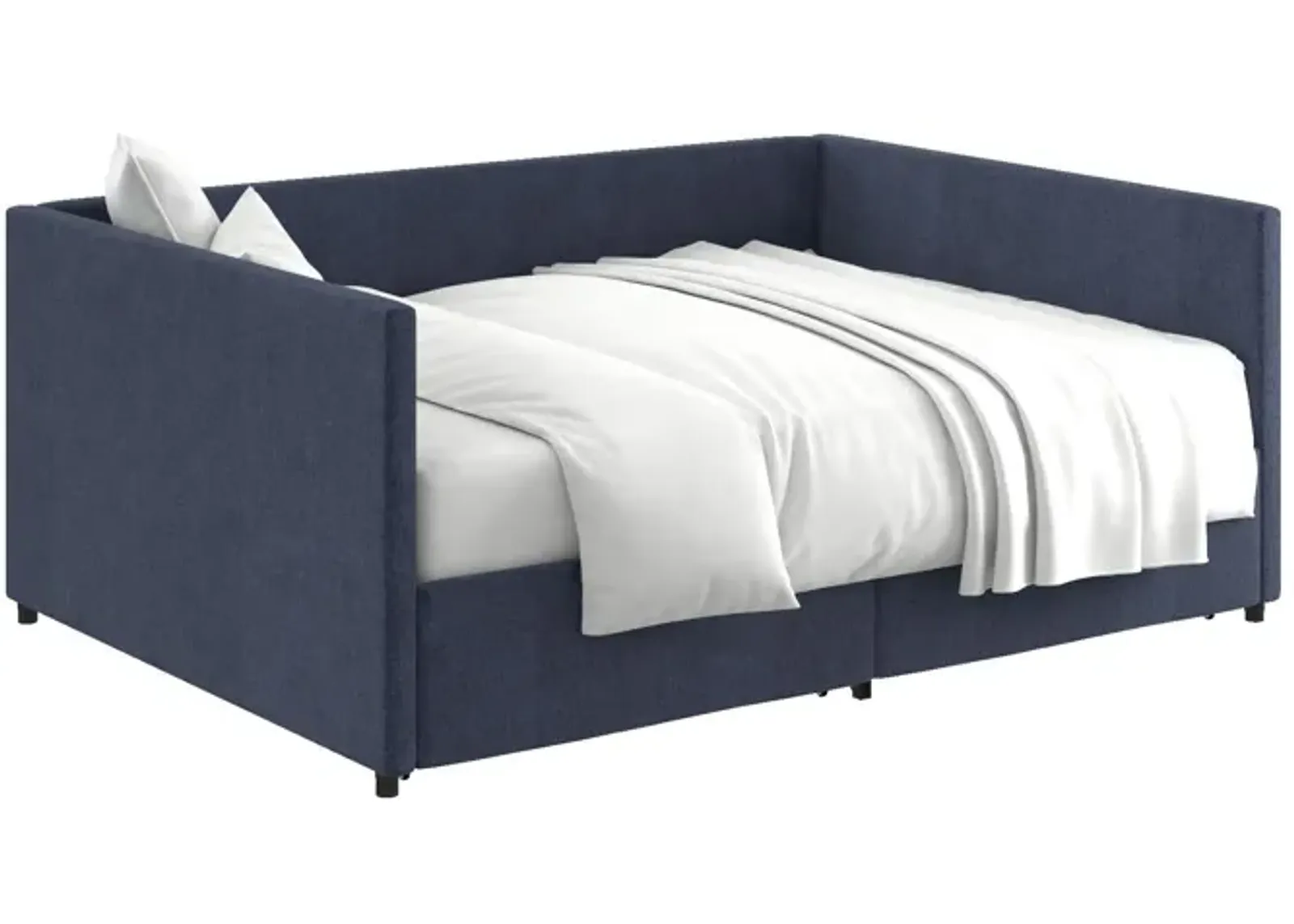 Upholstered Daybed with Wooden Slats and Storage Drawers