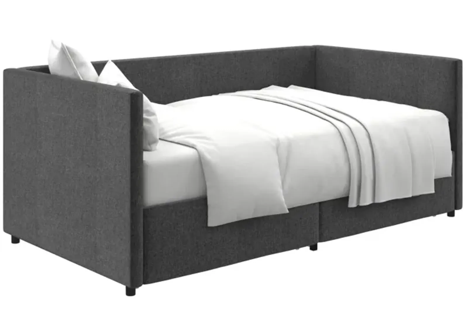 Upholstered Daybed with Wooden Slats and Storage Drawers