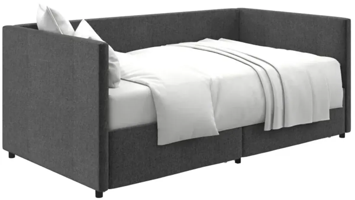 Upholstered Daybed with Wooden Slats and Storage Drawers