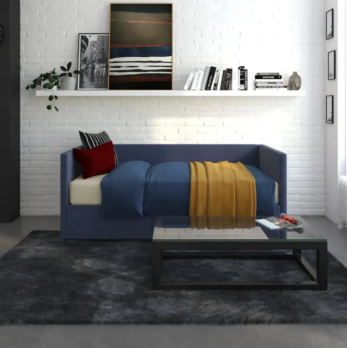 Upholstered Daybed with Wooden Slats and Storage Drawers