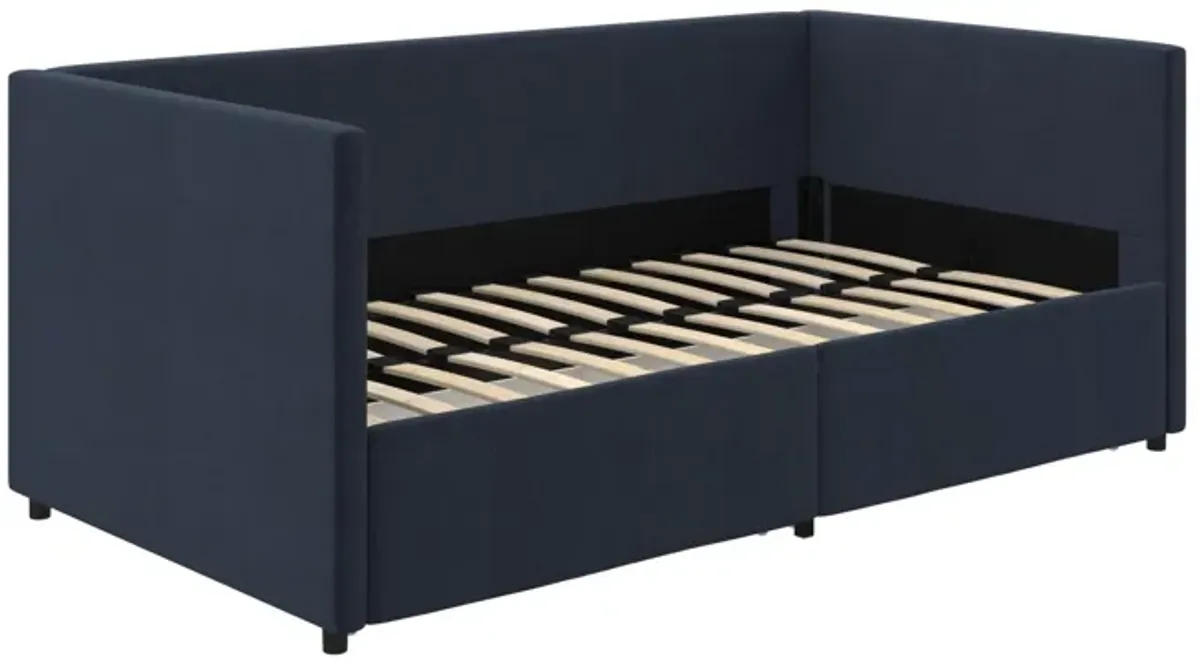 Upholstered Daybed with Wooden Slats and Storage Drawers