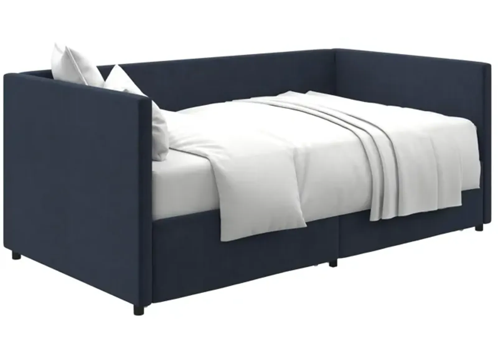 Upholstered Daybed with Wooden Slats and Storage Drawers