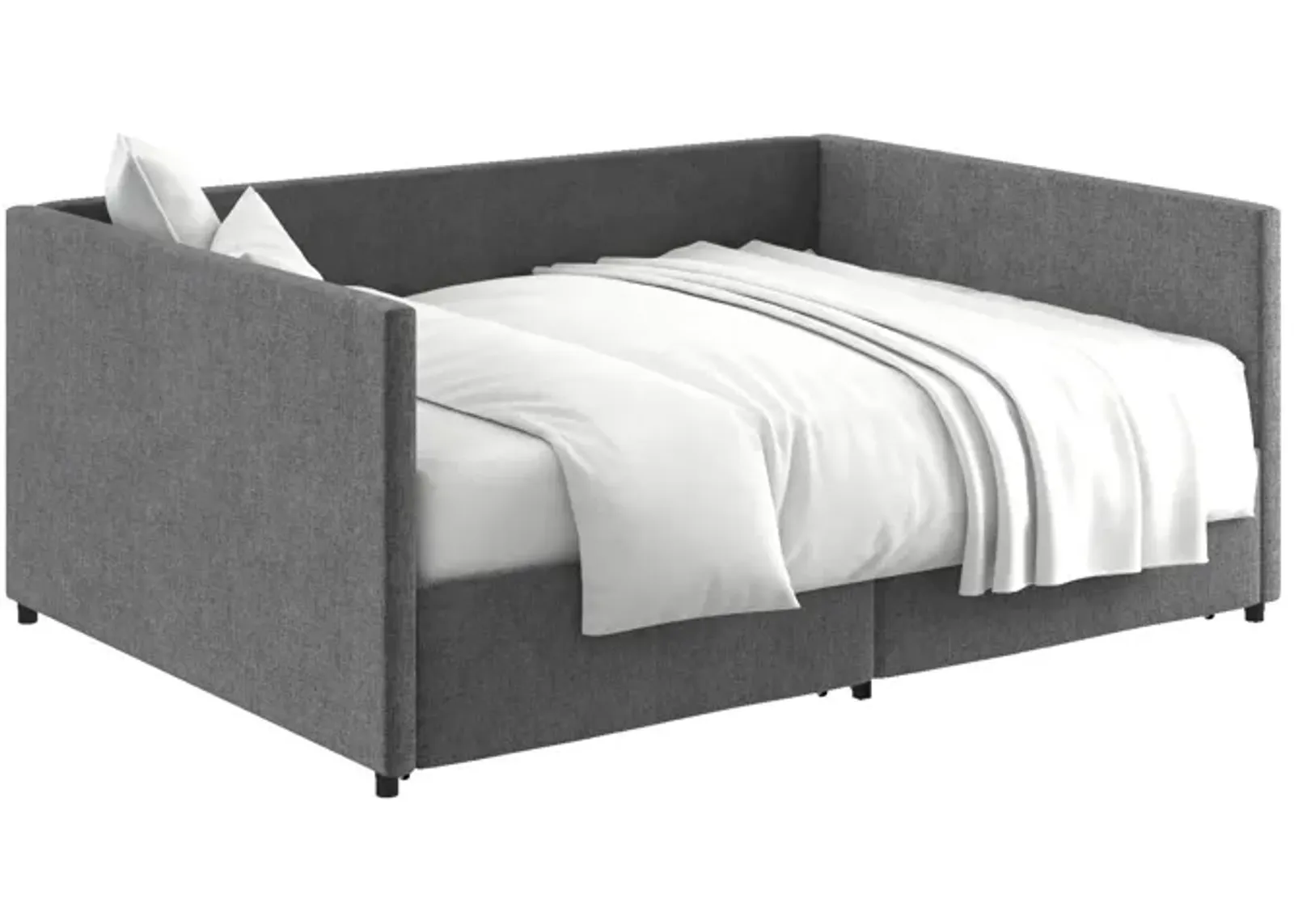 Upholstered Daybed with Wooden Slats and Storage Drawers