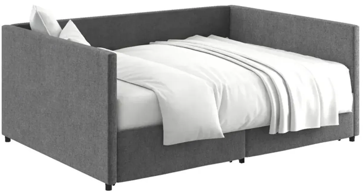 Upholstered Daybed with Wooden Slats and Storage Drawers