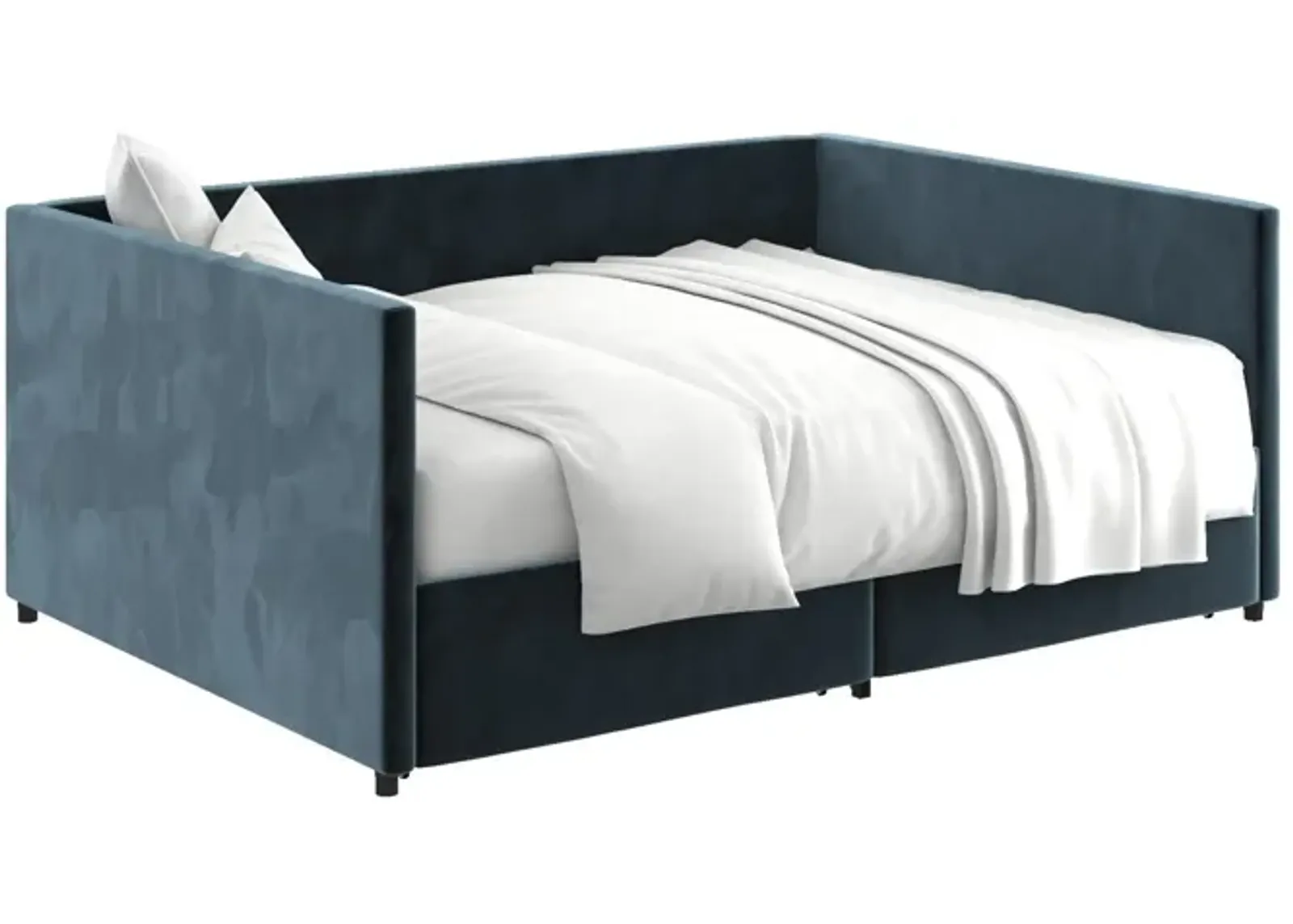 Upholstered Daybed with Wooden Slats and Storage Drawers