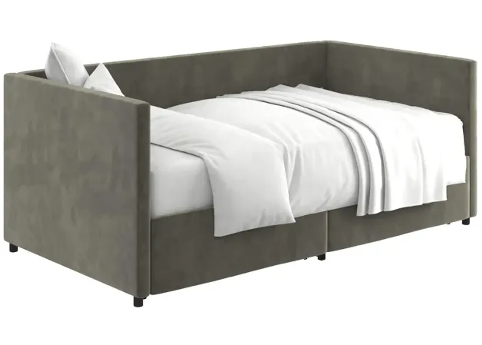 Upholstered Daybed with Wooden Slats and Storage Drawers