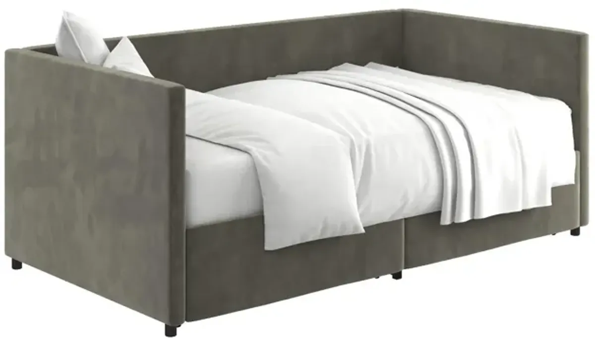 Upholstered Daybed with Wooden Slats and Storage Drawers