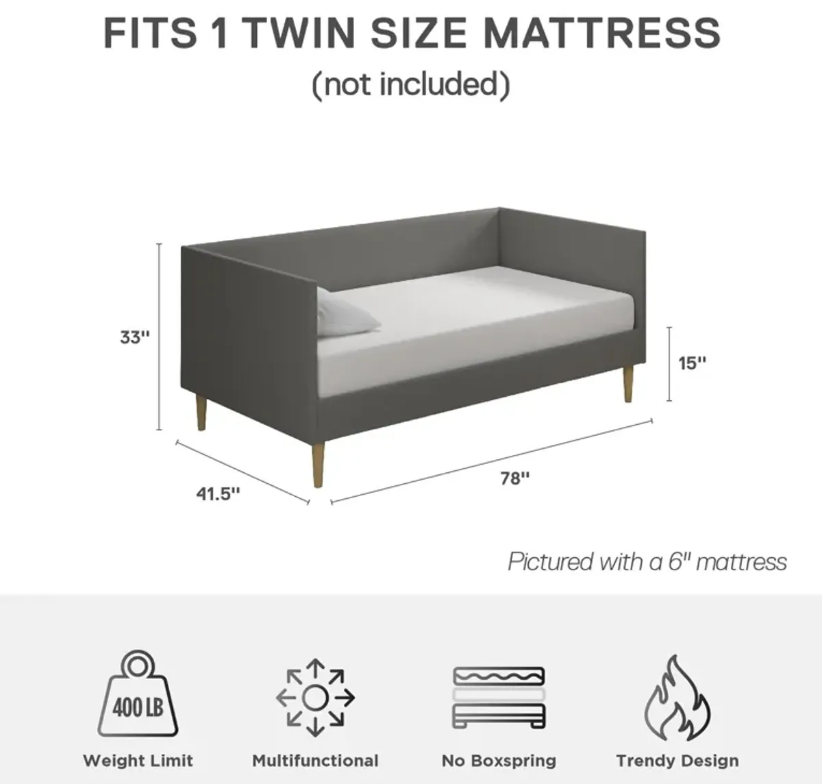 Franklin Mid Century Upholstered Daybed Contemporary Design