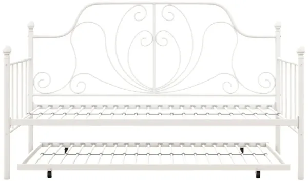 Ivorie Victorian Style Metal Daybed and Trundle Set
