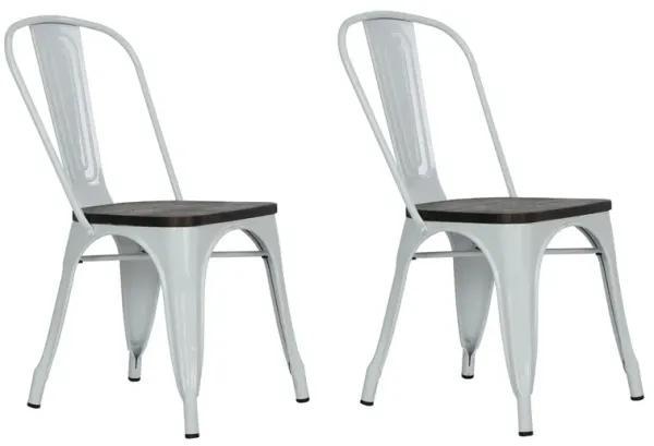 Fusion Metal Dining Chair with Wood Seat, Set of 2