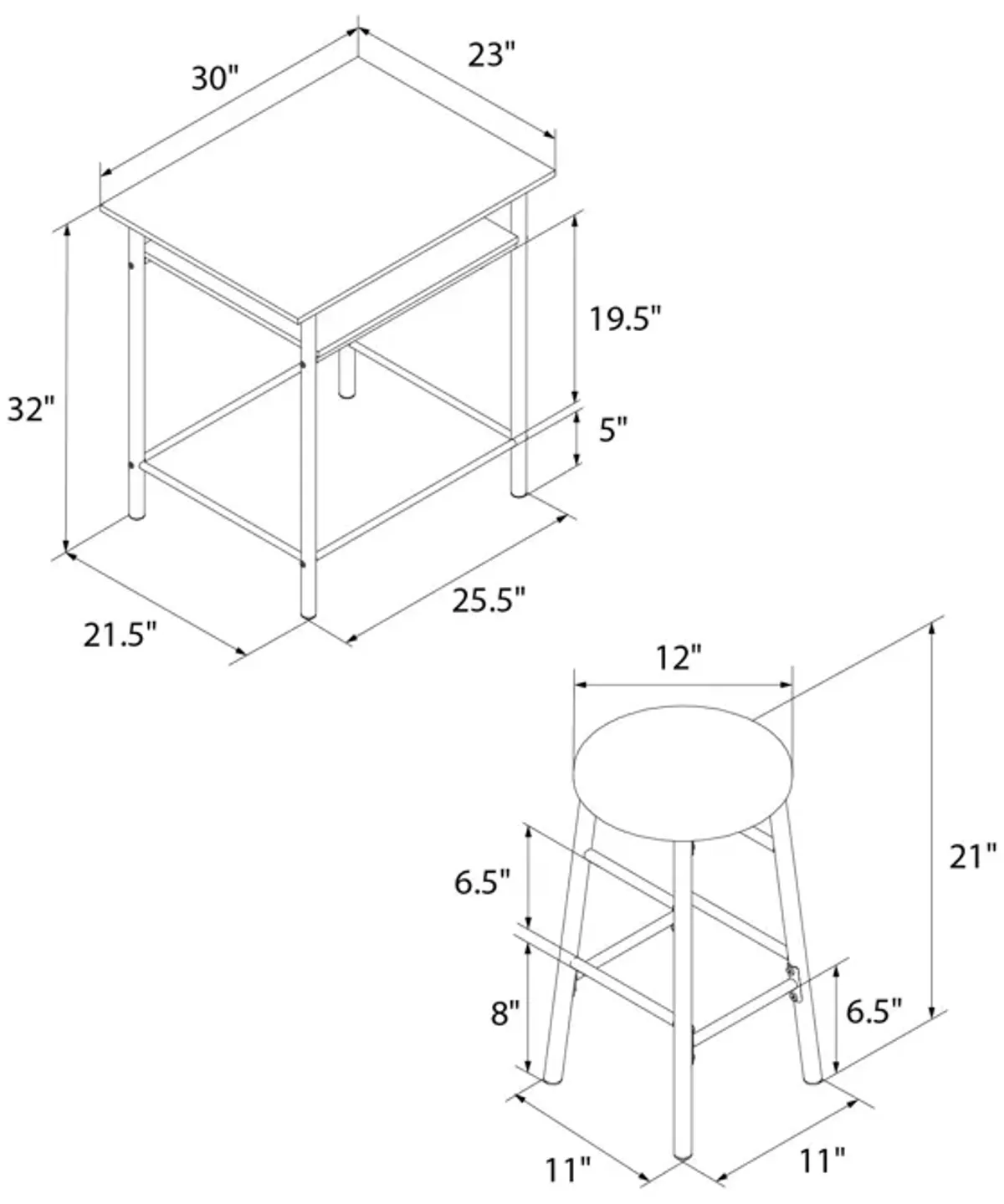 Jace Counter Height Kitchen 3 Piece Pub Set, Wood Finish and Metal Frame, Pub Table and 2 Bar Stools