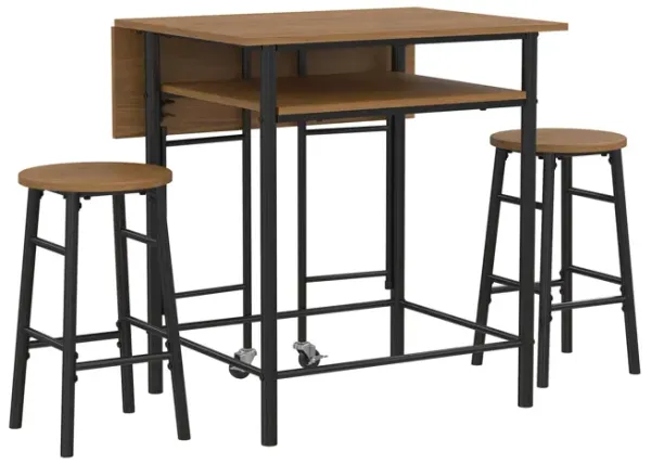 Jace Counter Height Kitchen 3 Piece Pub Set with Drop Leaf and 2 Counter Height Bar Stools