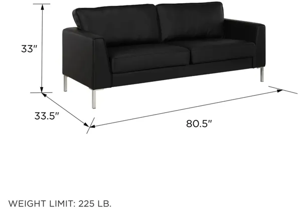 Monroe Faux Leather Sofa with Stainless Steel Legs