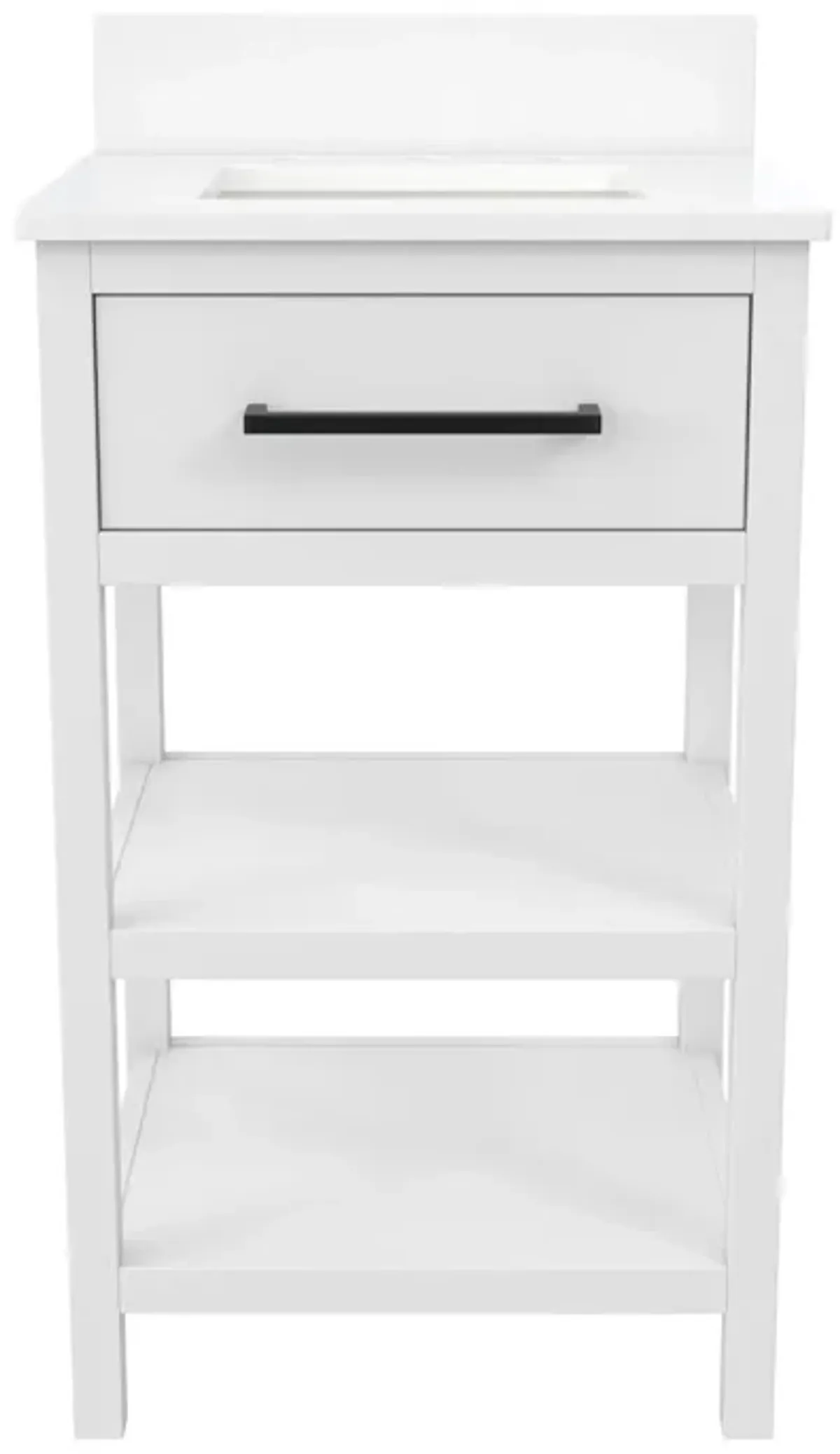 Pisa 20 Inch Bathroom Vanity with Carrera Countertop and 2 Storage Shelves