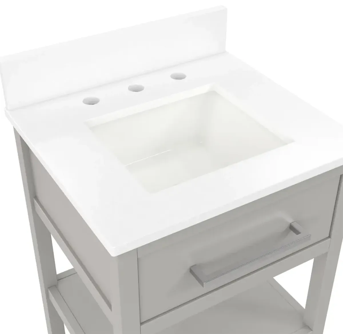 Pisa 20 Inch Bathroom Vanity with Carrera Countertop and 2 Storage Shelves