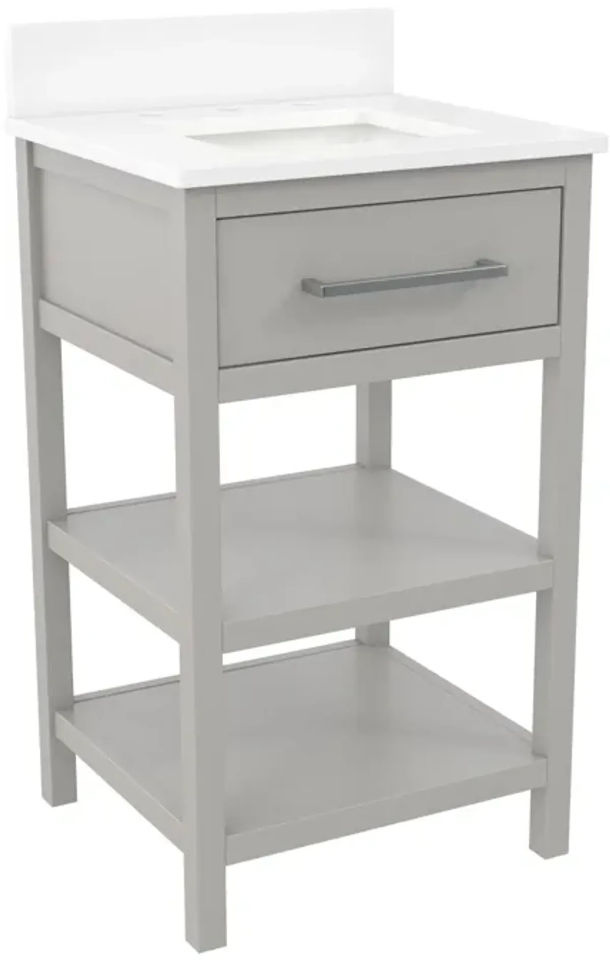 Pisa 20 Inch Bathroom Vanity with Carrera Countertop and 2 Storage Shelves