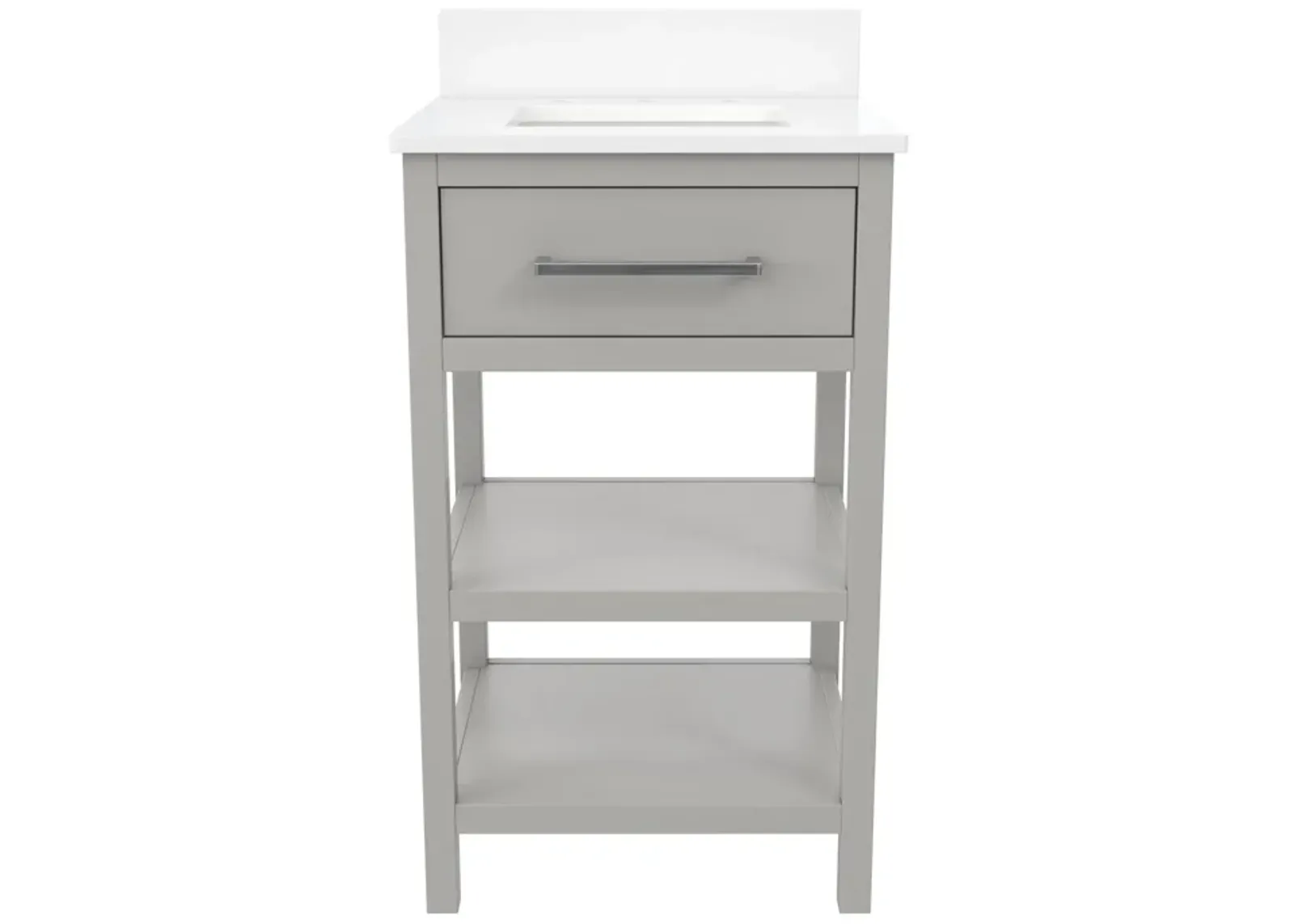 Pisa 20 Inch Bathroom Vanity with Carrera Countertop and 2 Storage Shelves