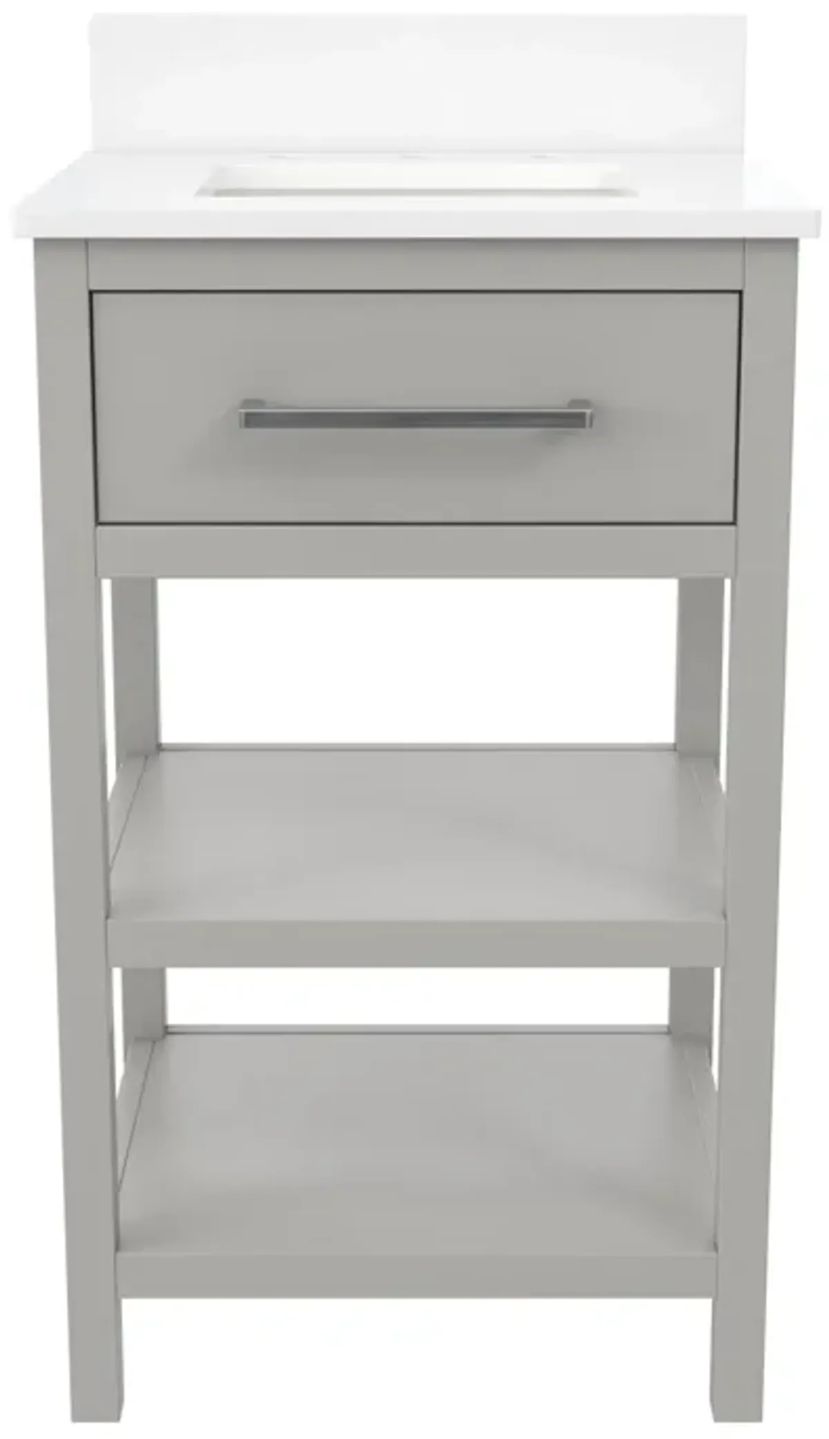 Pisa 20 Inch Bathroom Vanity with Carrera Countertop and 2 Storage Shelves