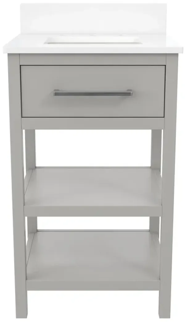 Pisa 20 Inch Bathroom Vanity with Carrera Countertop and 2 Storage Shelves