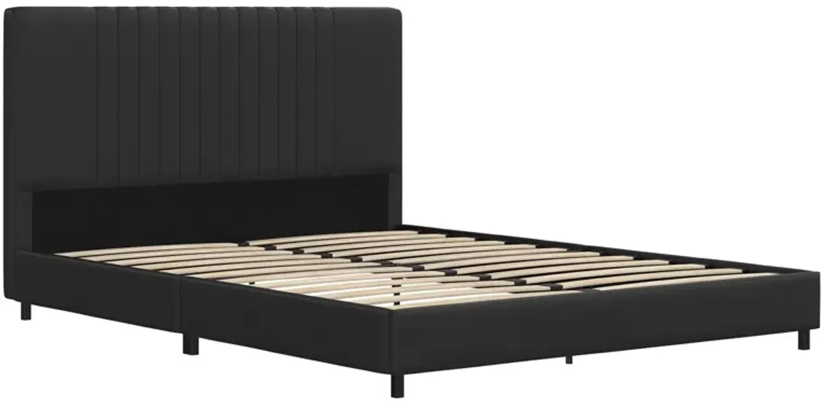 Rio Faux Leather Upholstered Platform Bed with Tufted Headboard