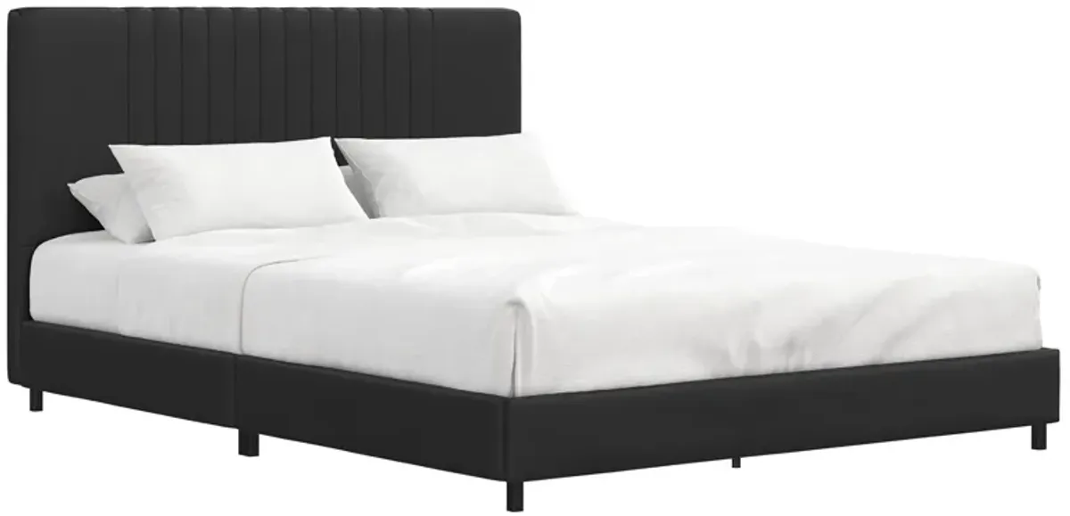 Rio Faux Leather Upholstered Platform Bed with Tufted Headboard