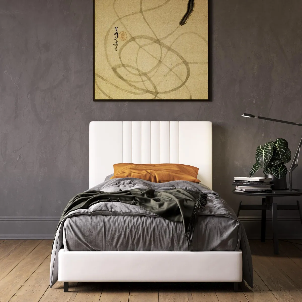 Rio Faux Leather Upholstered Platform Bed with Tufted Headboard