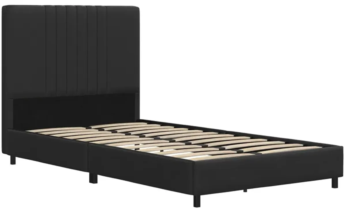 Rio Faux Leather Upholstered Platform Bed with Tufted Headboard