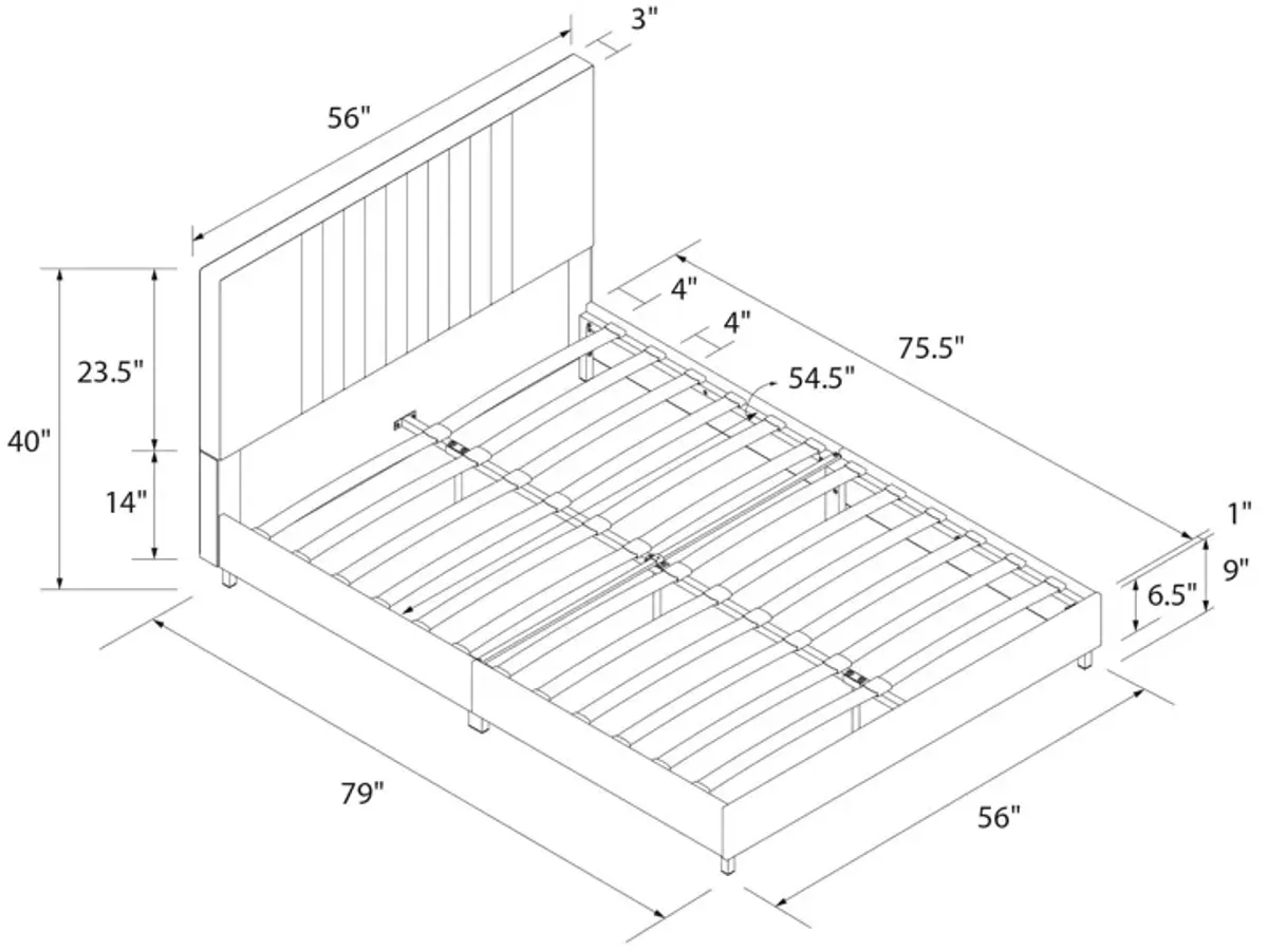 Rio Faux Leather Upholstered Platform Bed with Tufted Headboard