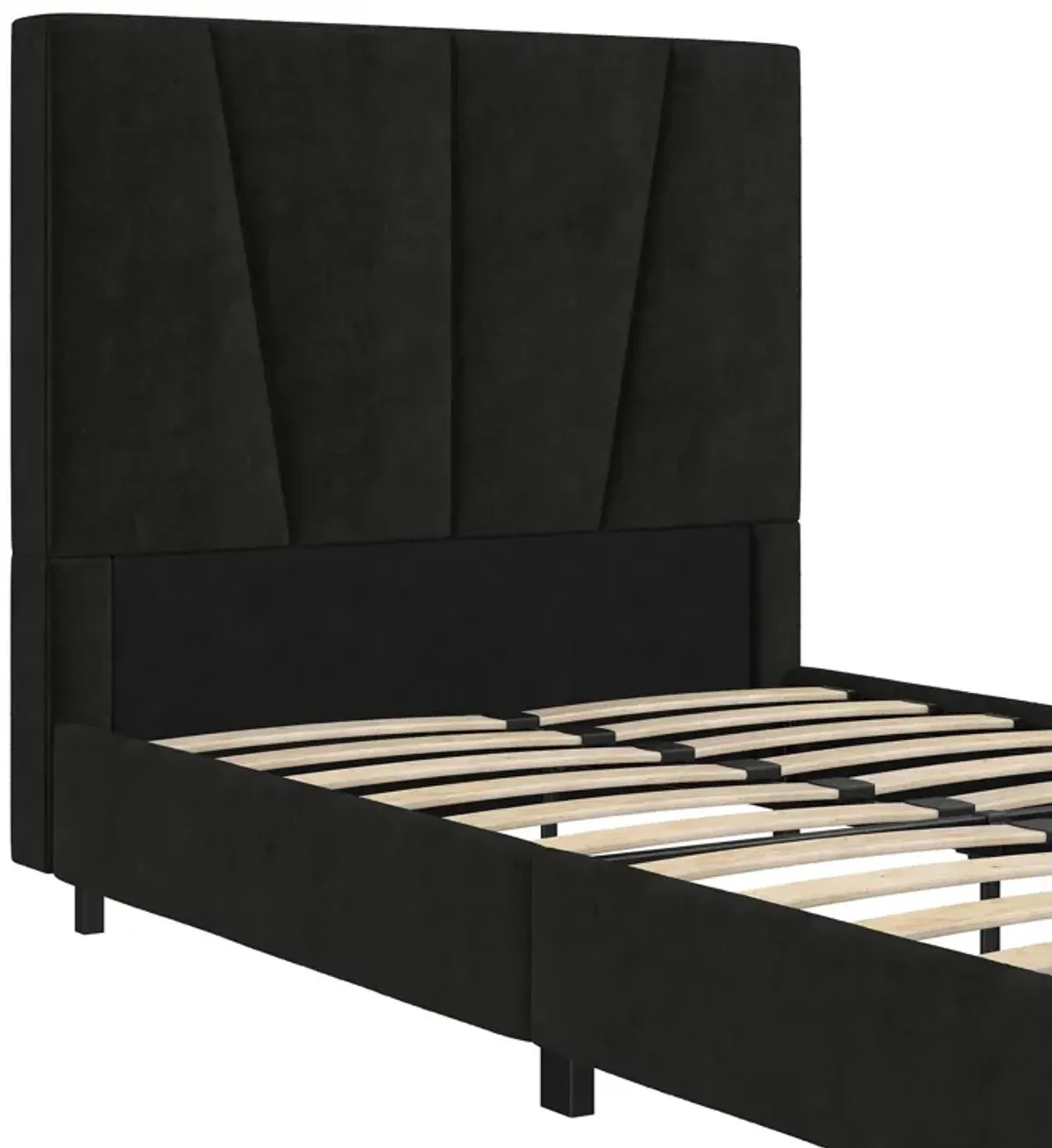 Maverick Velvet Upholstered Platform Bed with Tufted Headboard