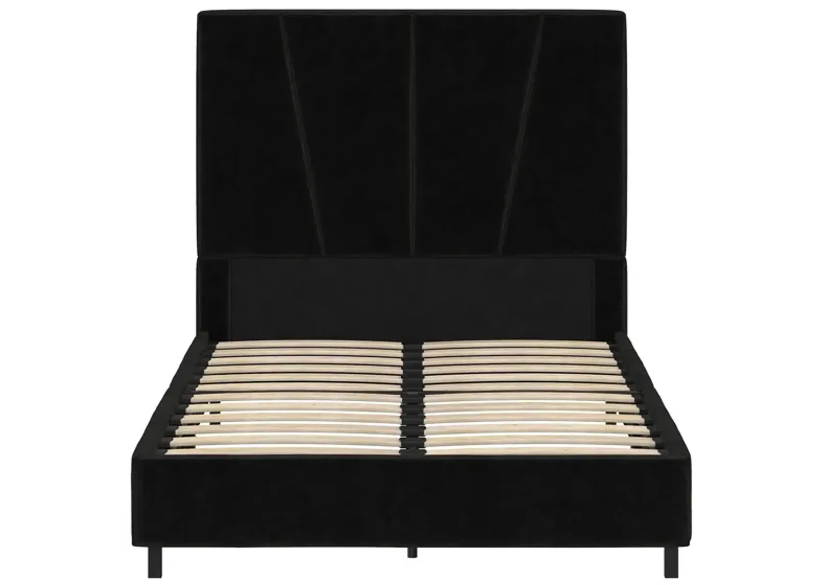 Maverick Velvet Upholstered Platform Bed with Tufted Headboard