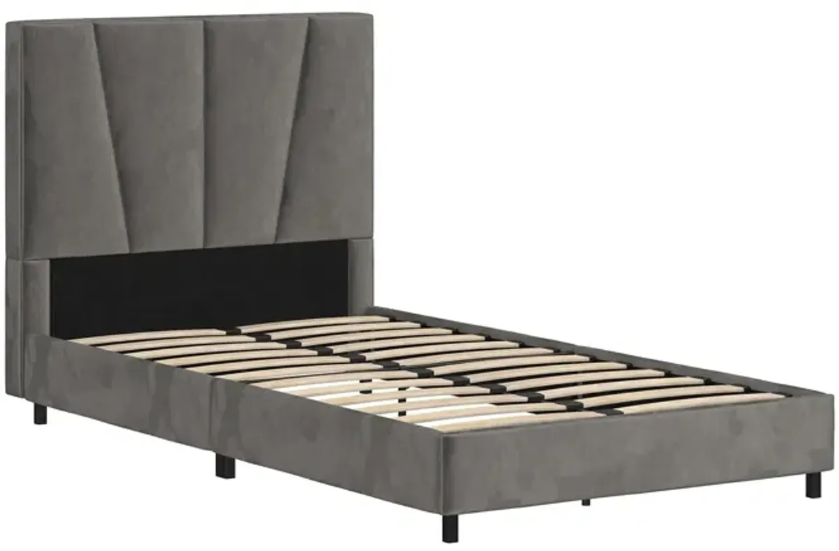 Maverick Velvet Upholstered Platform Bed with Tufted Headboard