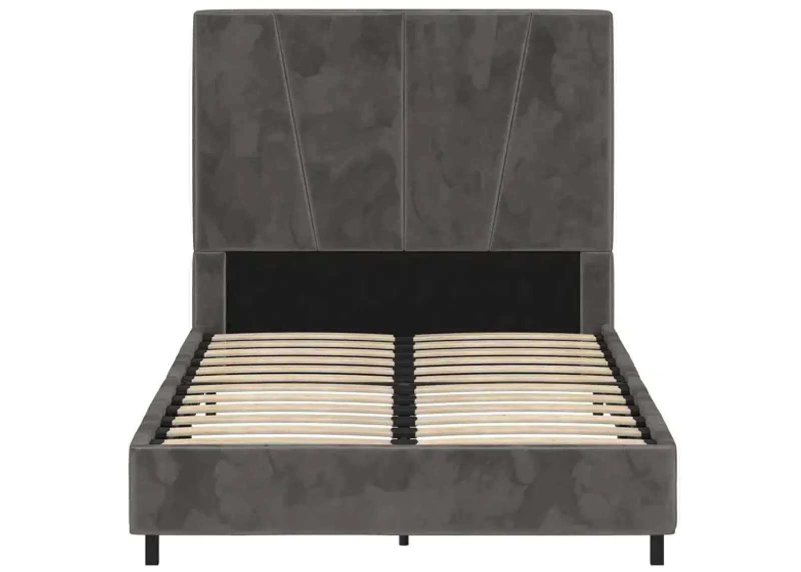 Maverick Velvet Upholstered Platform Bed with Tufted Headboard