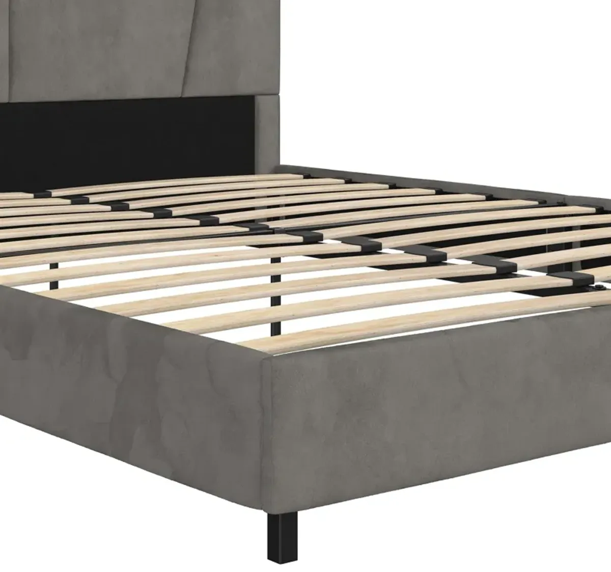 Maverick Velvet Upholstered Platform Bed with Tufted Headboard